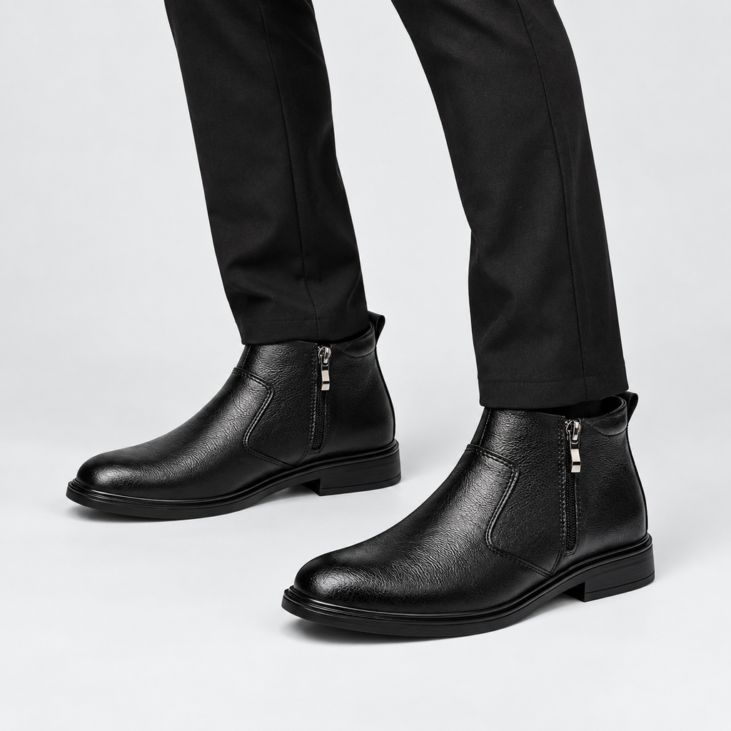 Conrad | Mens Winter Boots Warm Lined Zip Up Ankle Boots