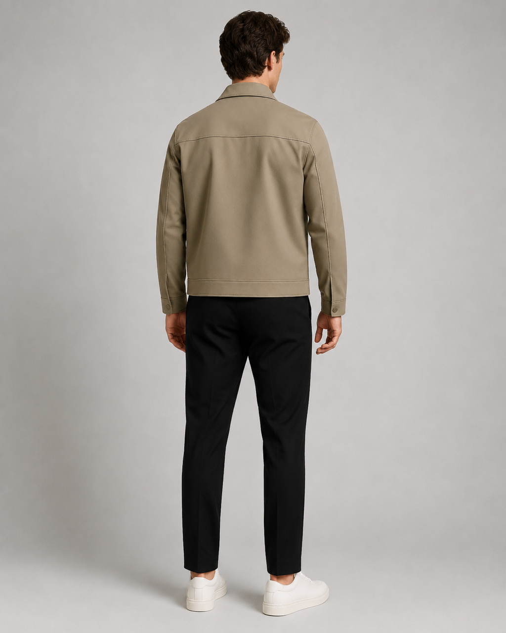 Hale – Men’s Taupe Collared Zip Jacket