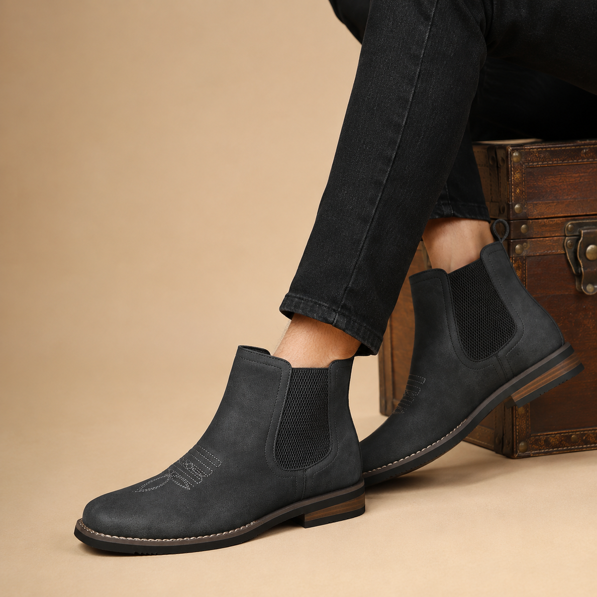 Leon - Chelsea Faux Leather Dealer Boots for Men