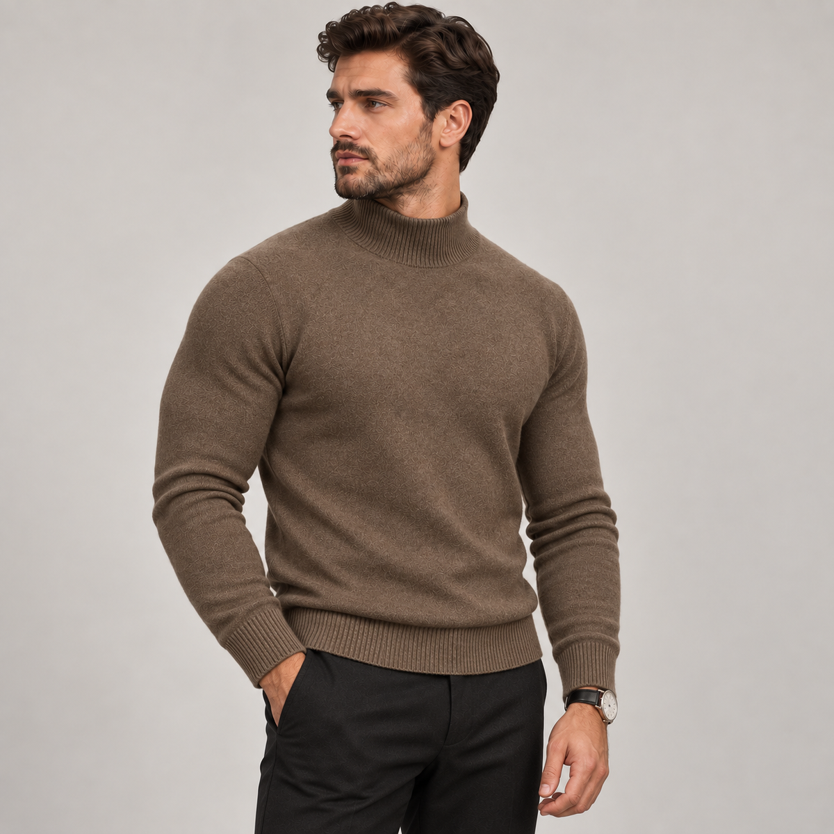Rafferty - Men's Chunky Knit Jumper with Roll Neck