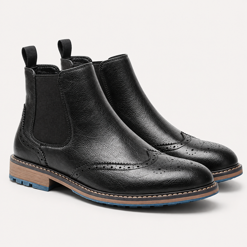 Barnaby | Chelsea Boots Men Brogue Detail