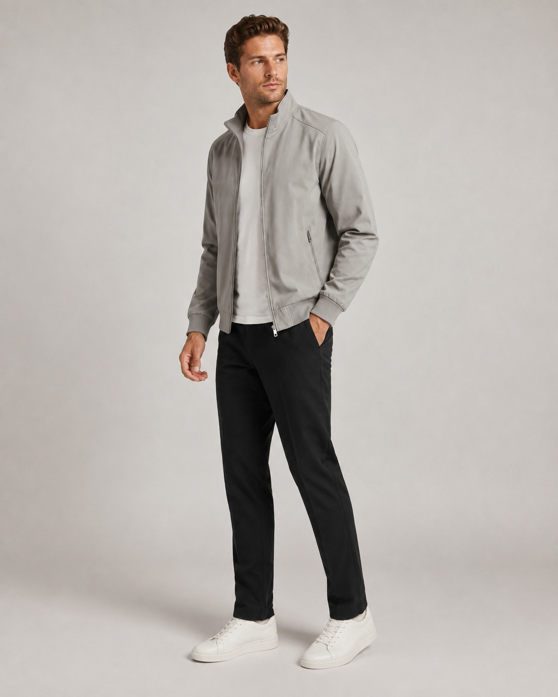 Soren – Men’s Stone Grey Zip Jacket