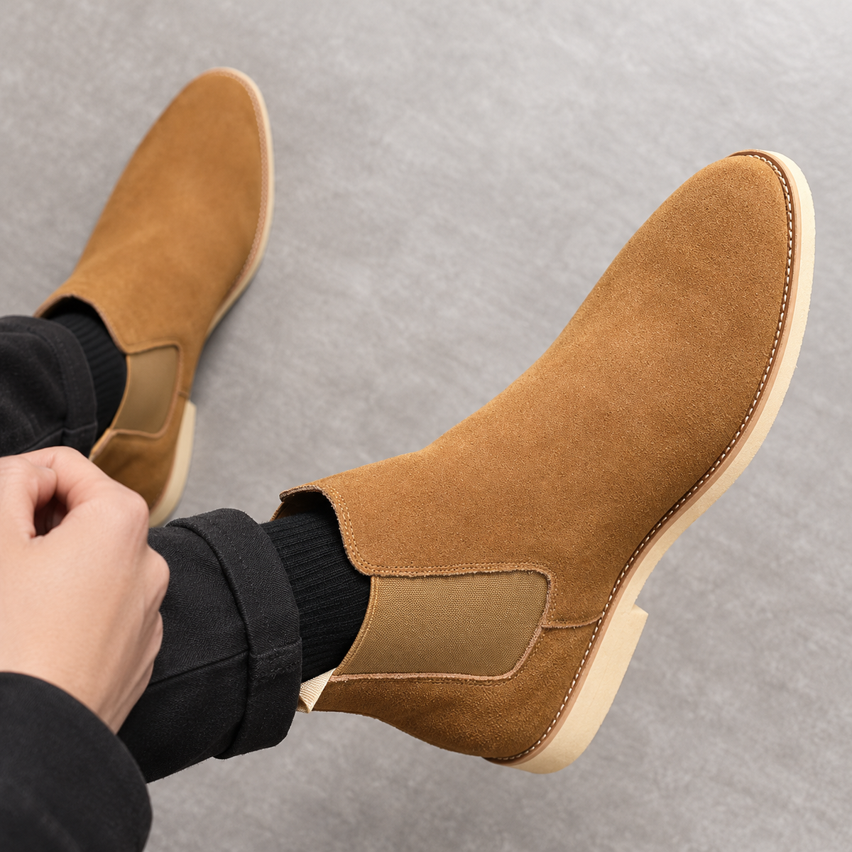 Lucien - Sophisticated Men's Suede Slip-On Chelsea Boots
