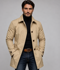 Andrew - Single-Breasted Trench Coat Men with Spread Collar