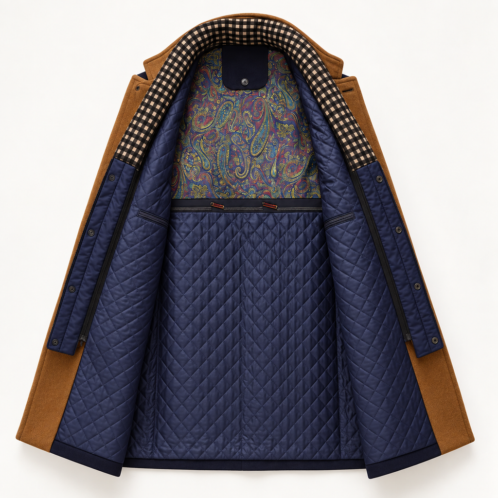 Lorenz - Colourblock Men's Wool Overcoat