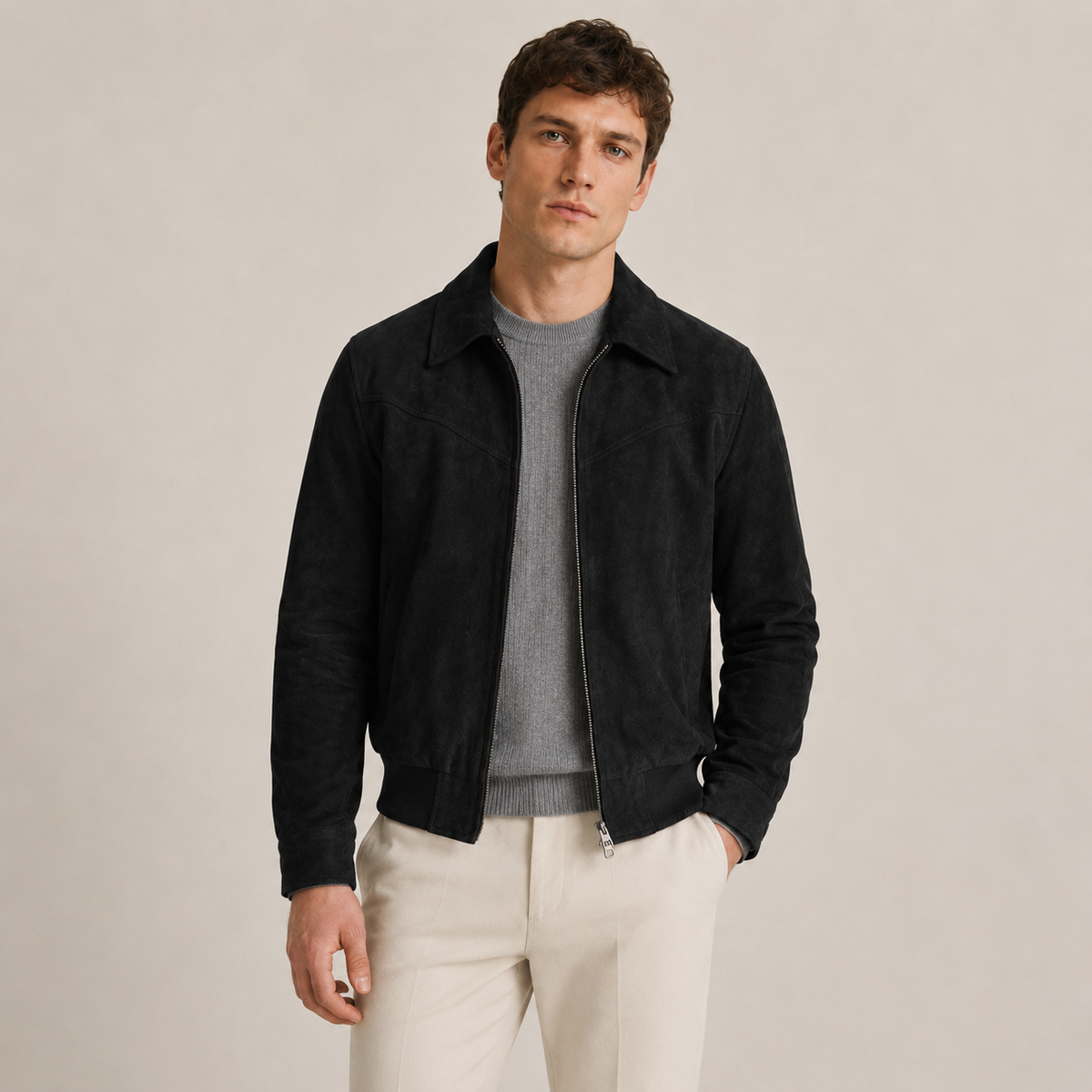 Magnus - Brown Faux Suede Jacket