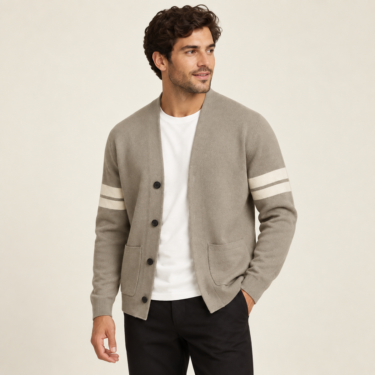 Lysander - Men's Lightweight Cardigan in Merino Wool Blend