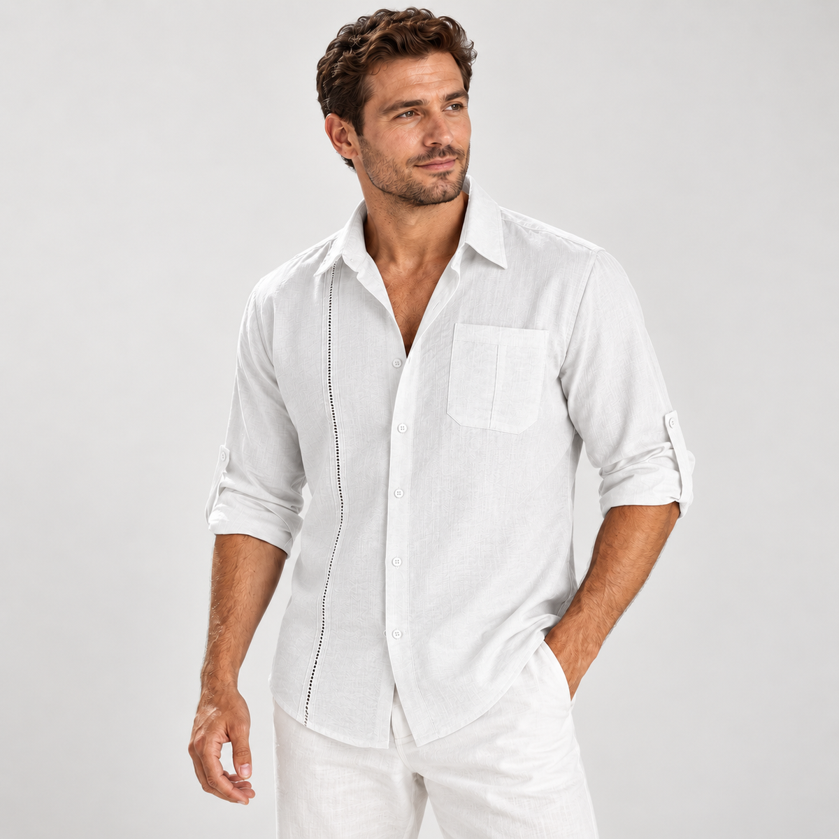 Marius - Linen Men's Overshirt Longsleeves