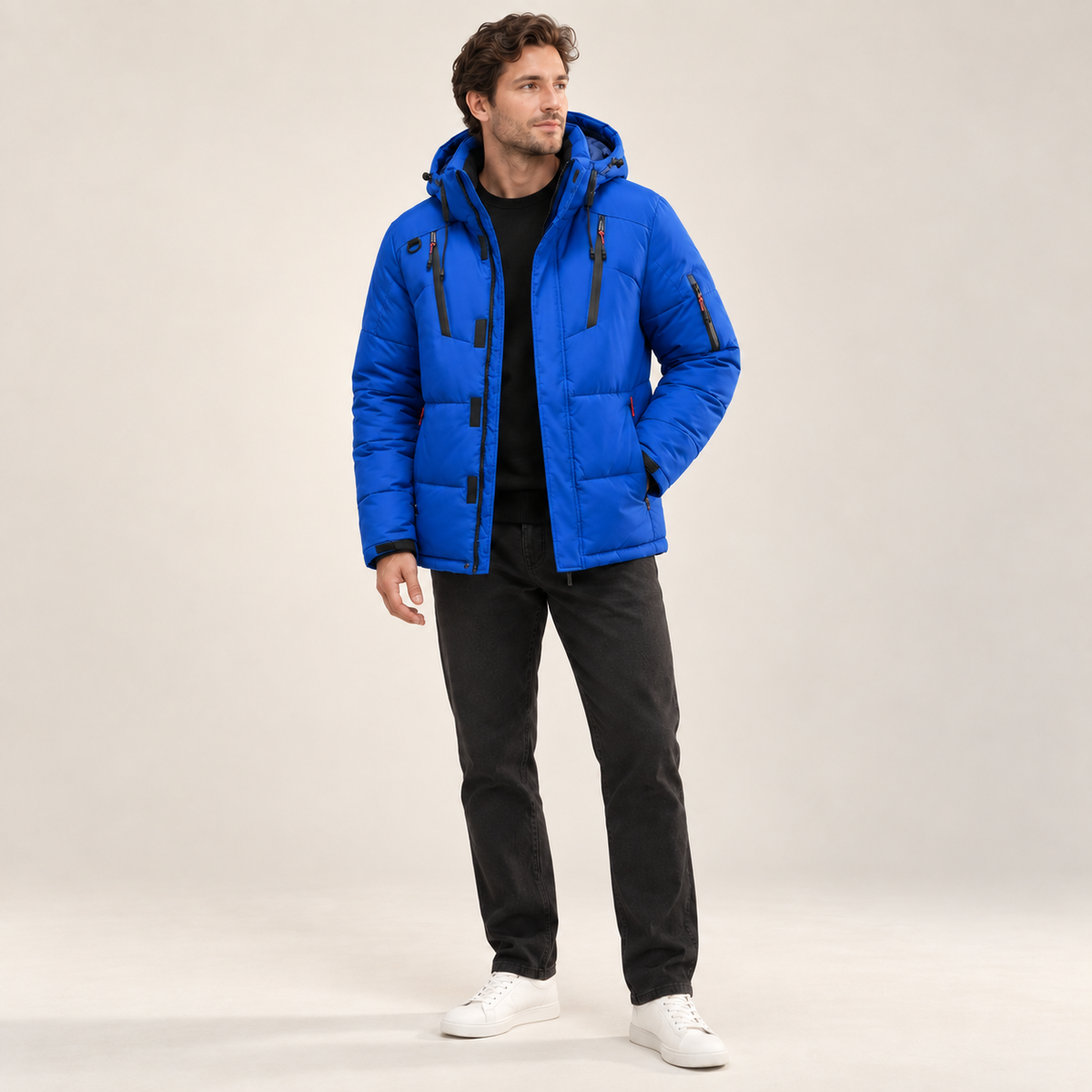 Mathias - Men's Puffer Jacket with Hood & Down Fill