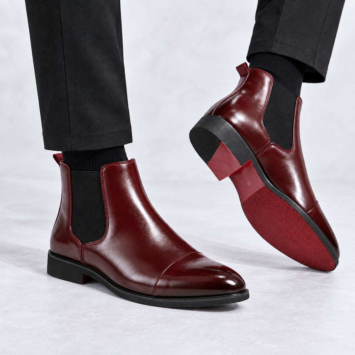 Valen - Sophisticated Men's Black Leather Pointed-Toe Chelsea Boots