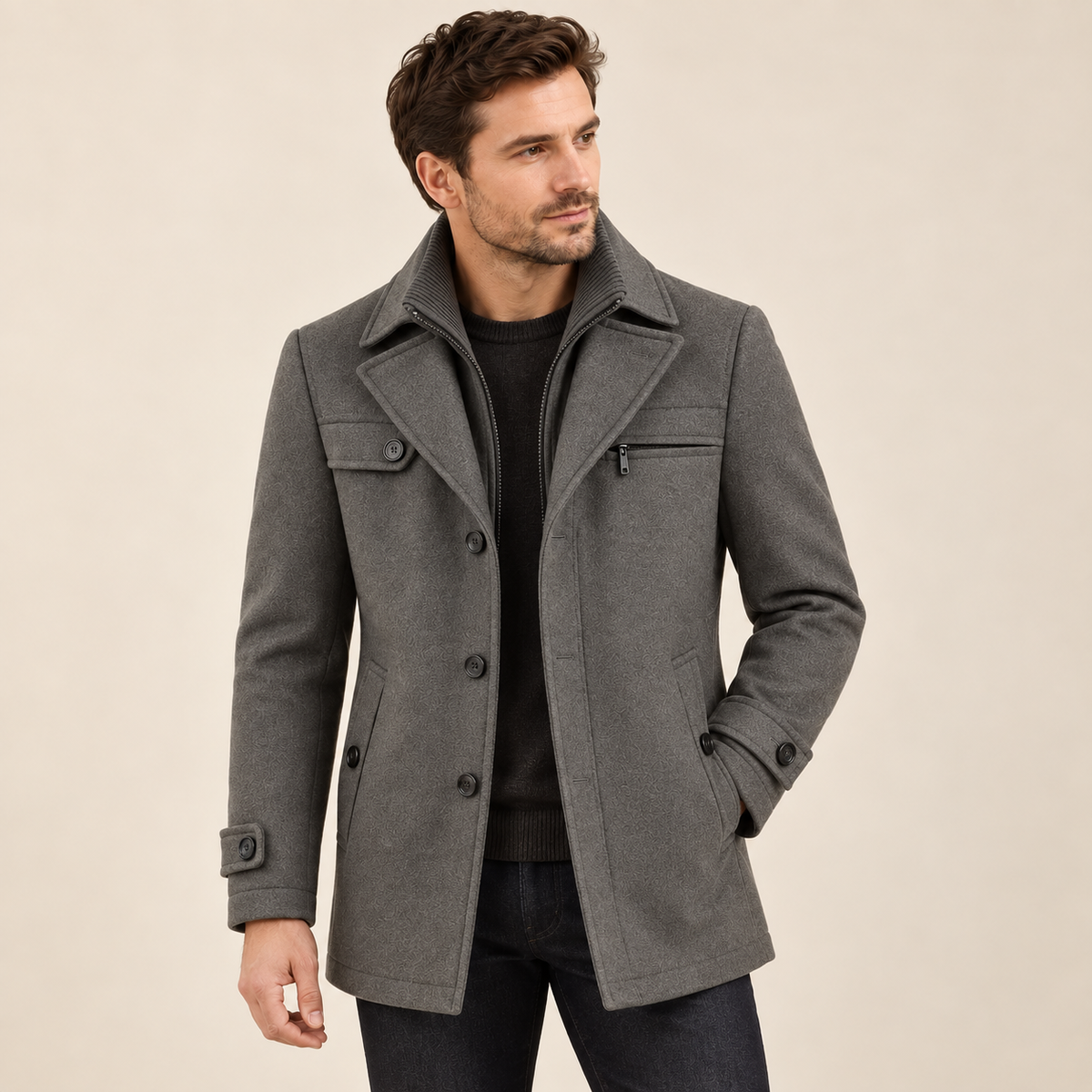 Hector - Wool Overcoat Men's Longline Coat