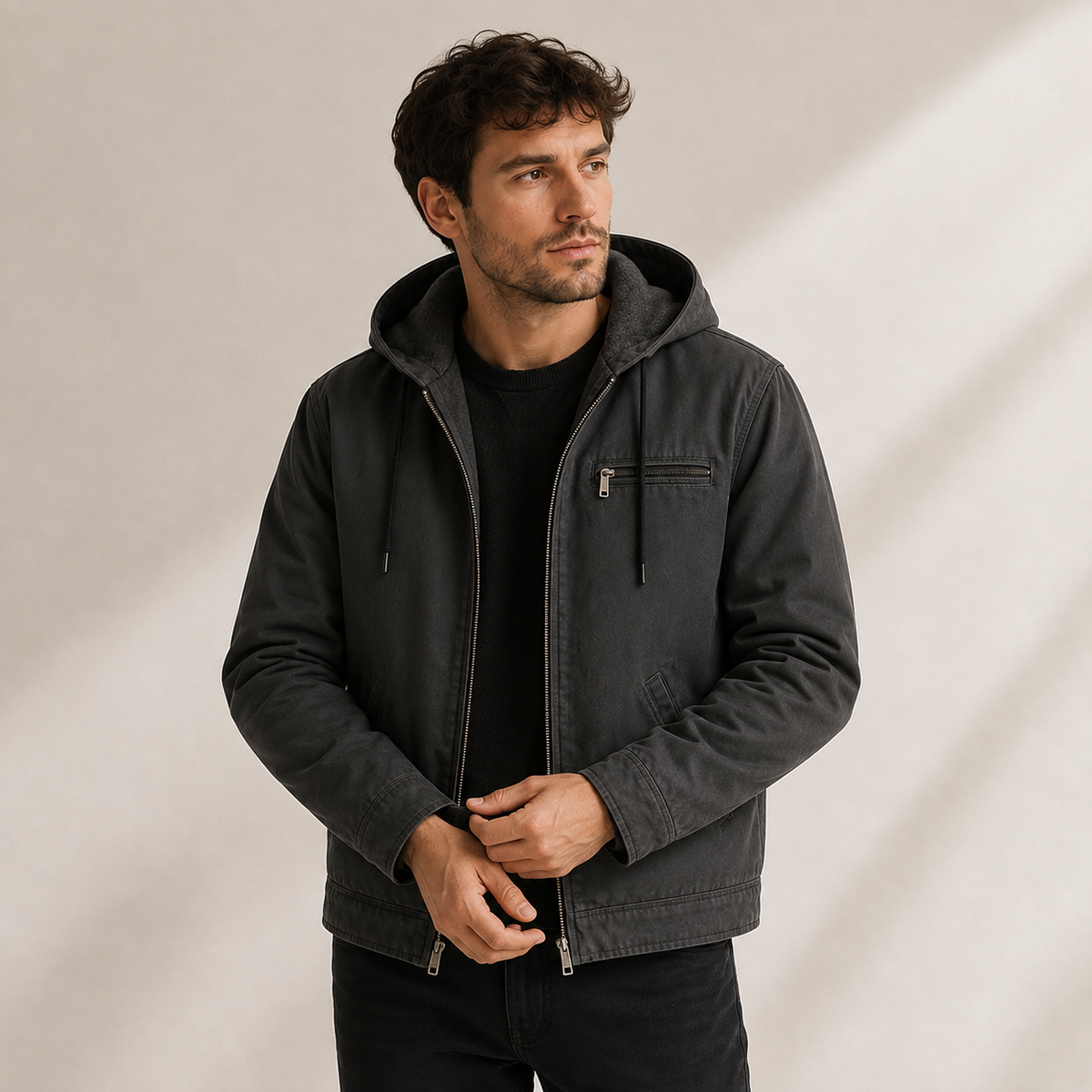 Quentin - Brown Fleece-Lined Jacket