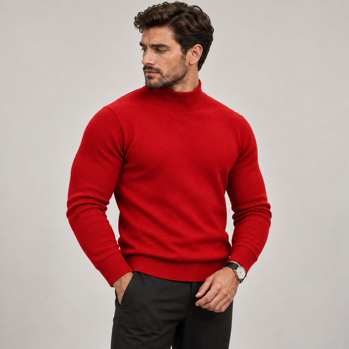 Rafferty - Men's Chunky Knit Jumper with Roll Neck