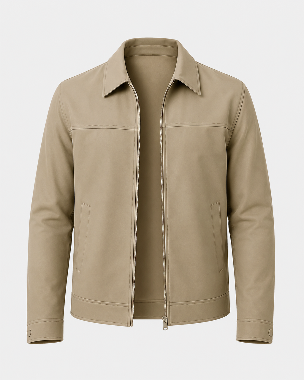 Hale – Men’s Taupe Collared Zip Jacket