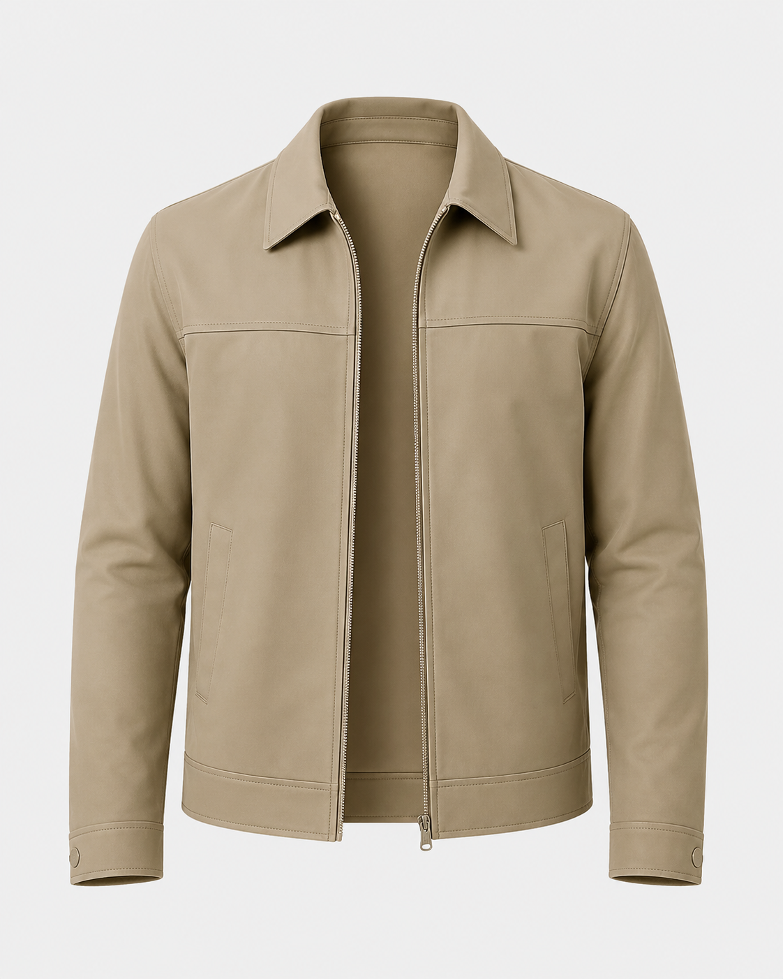 Hale – Men’s Taupe Collared Zip Jacket