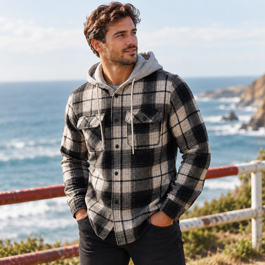 Rowan | Mens Overshirt Hooded Checked
