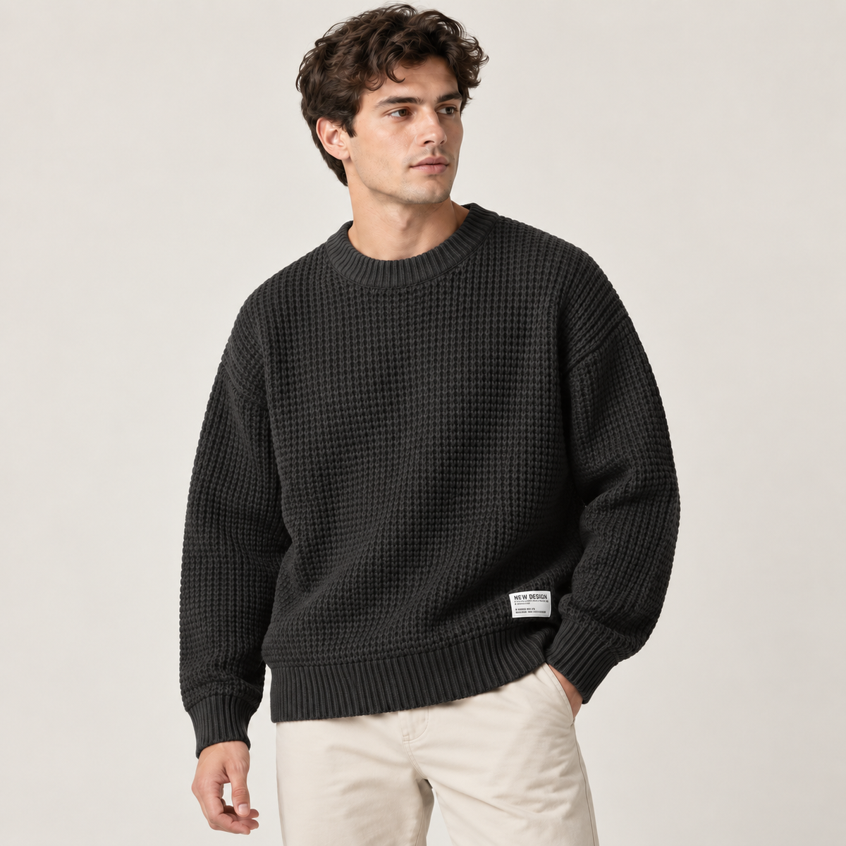 Nils - Textured Men's Chunky Knit Jumper
