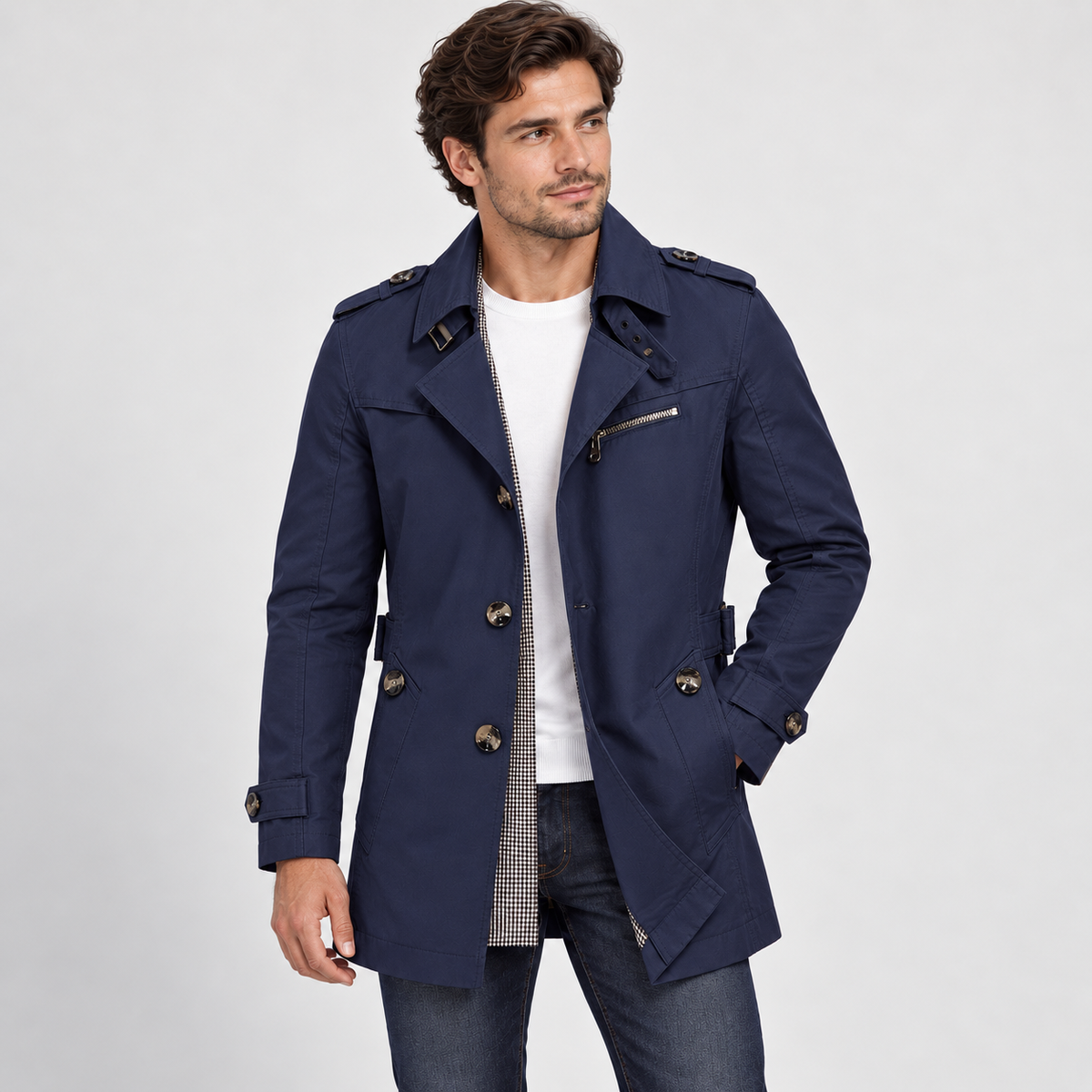 Aladin - Men's Long Windbreaker Jacket for Business Wear