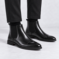 Valen - Sophisticated Men's Black Leather Pointed-Toe Chelsea Boots