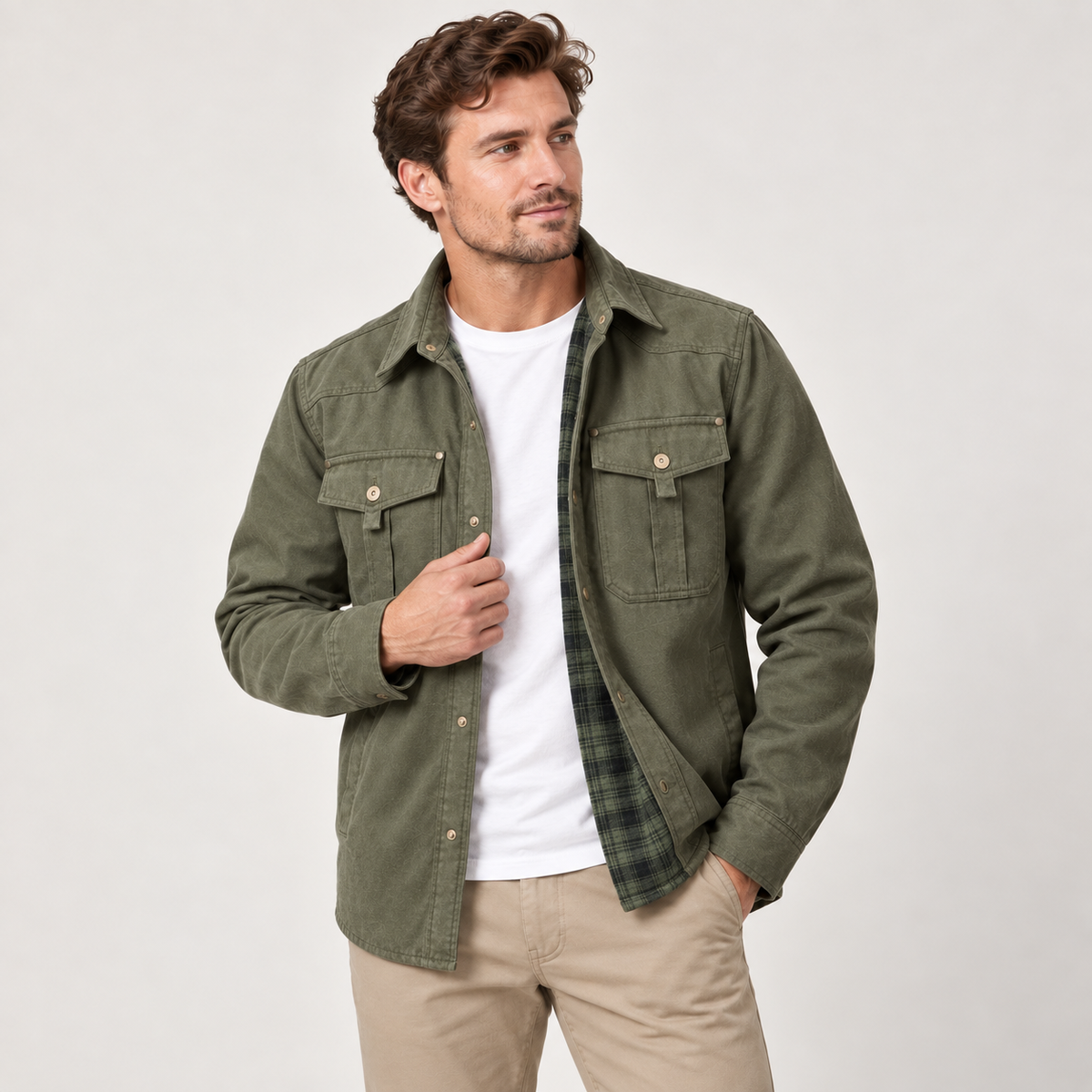 Valter - Flannel-Lined Overshirt Jacket for Men
