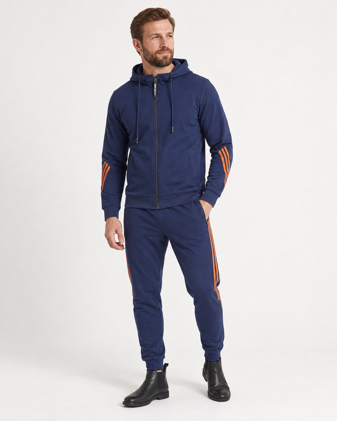Oskar - Timeless Men's Grey Cotton-Blend Zip Tracksuit