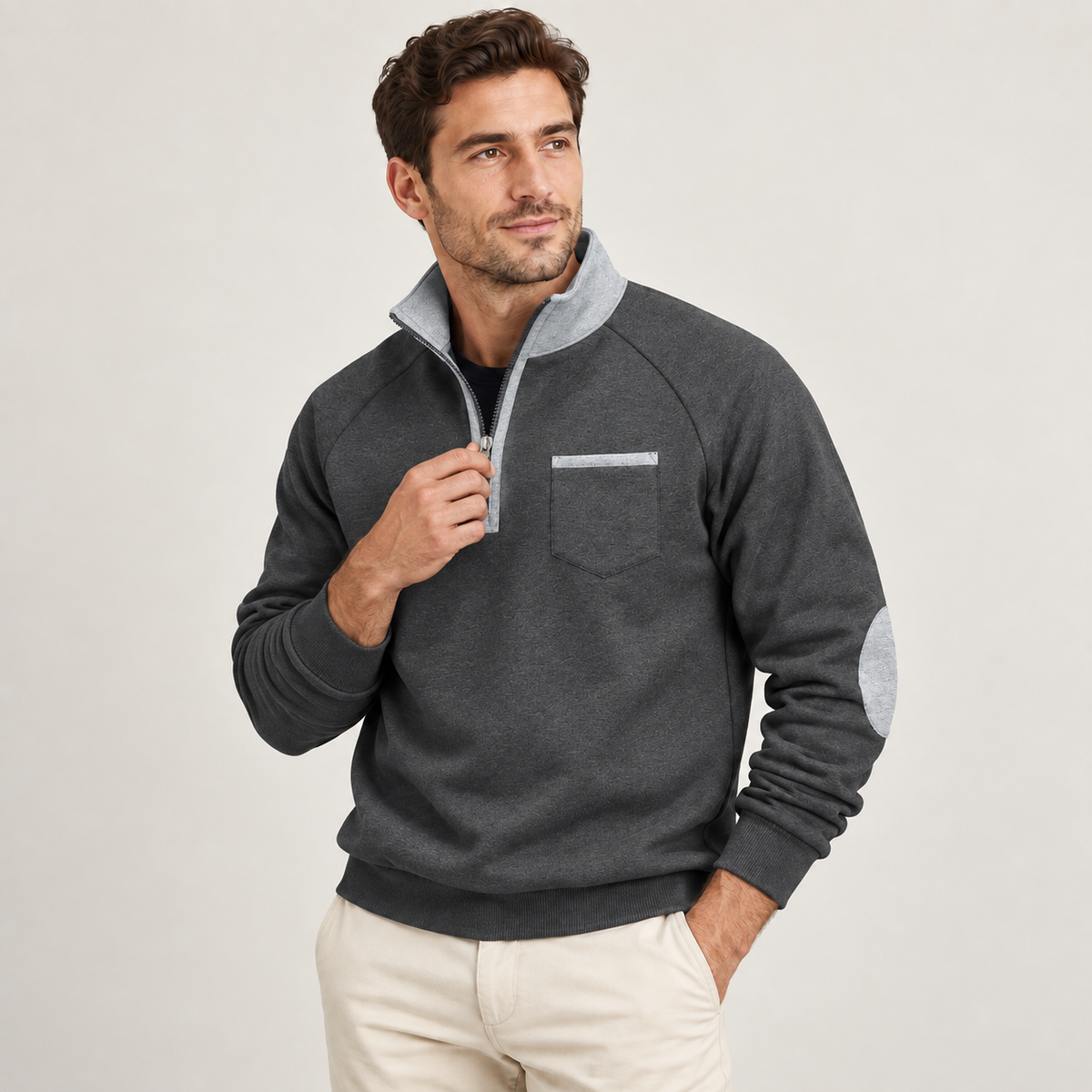 Ambrose - Stand Collar Mens Quarter Zip Jumper