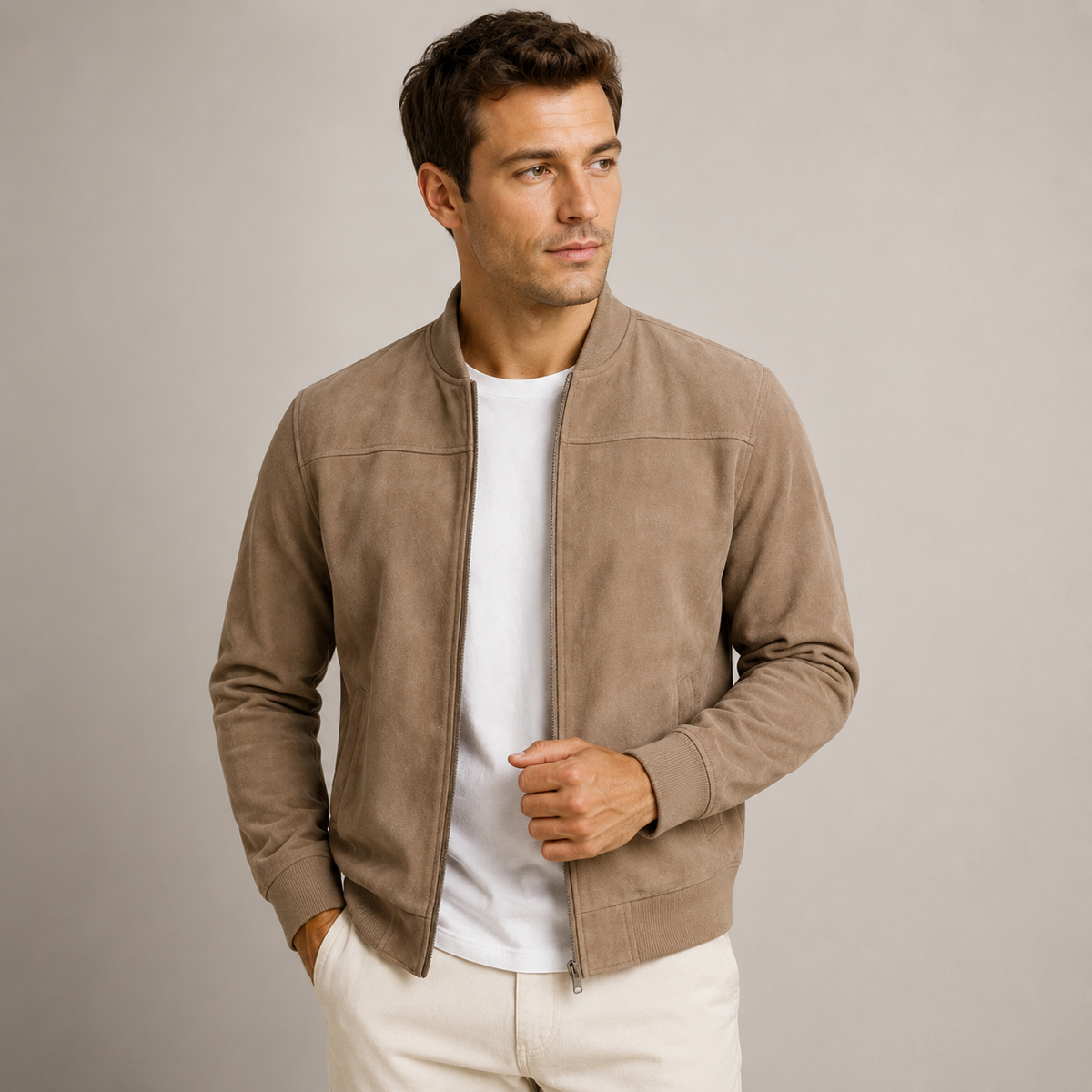 Florian - Suede-Touch Bomber Jacket Mens