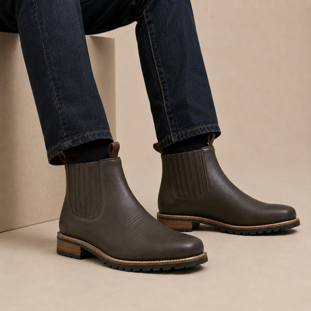 Theo - Western Brown Chelsea Boots for Men