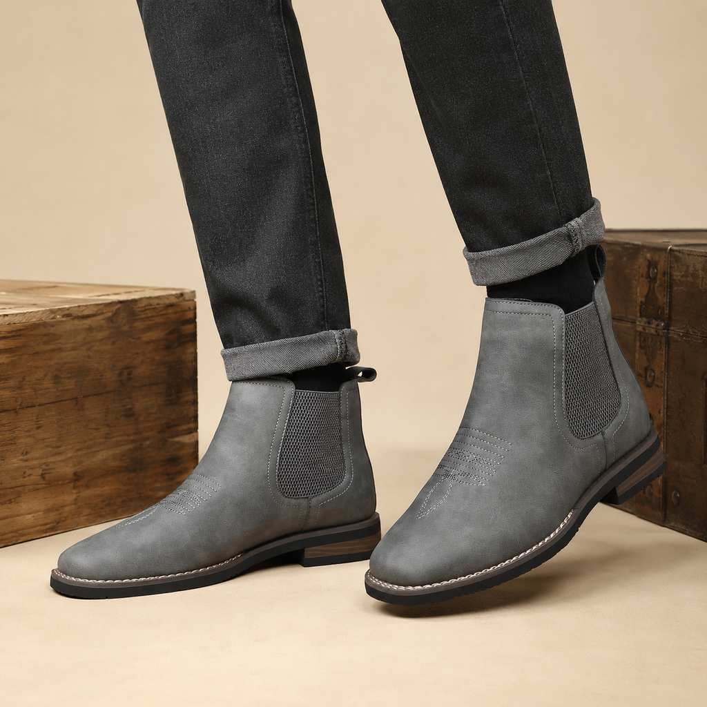 Leon - Chelsea Faux Leather Dealer Boots for Men
