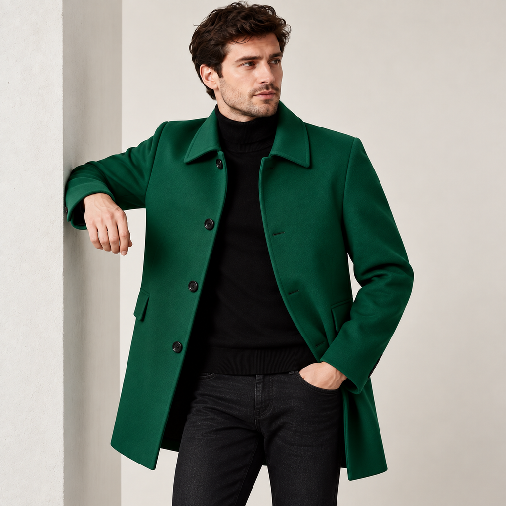 Pierce - Tailored Single-Breasted Mens Overcoat