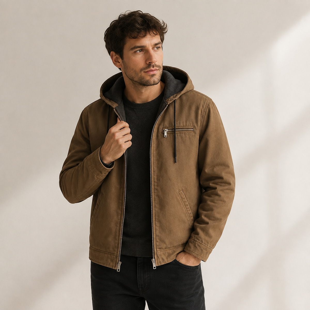 Quentin - Brown Fleece-Lined Jacket