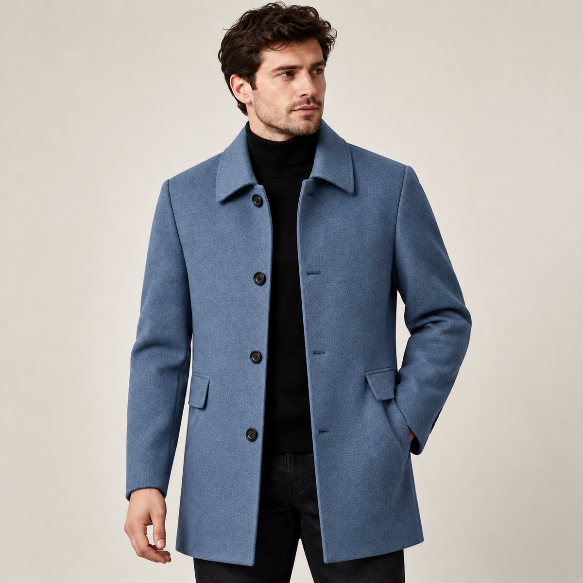 Pierce - Tailored Single-Breasted Mens Overcoat