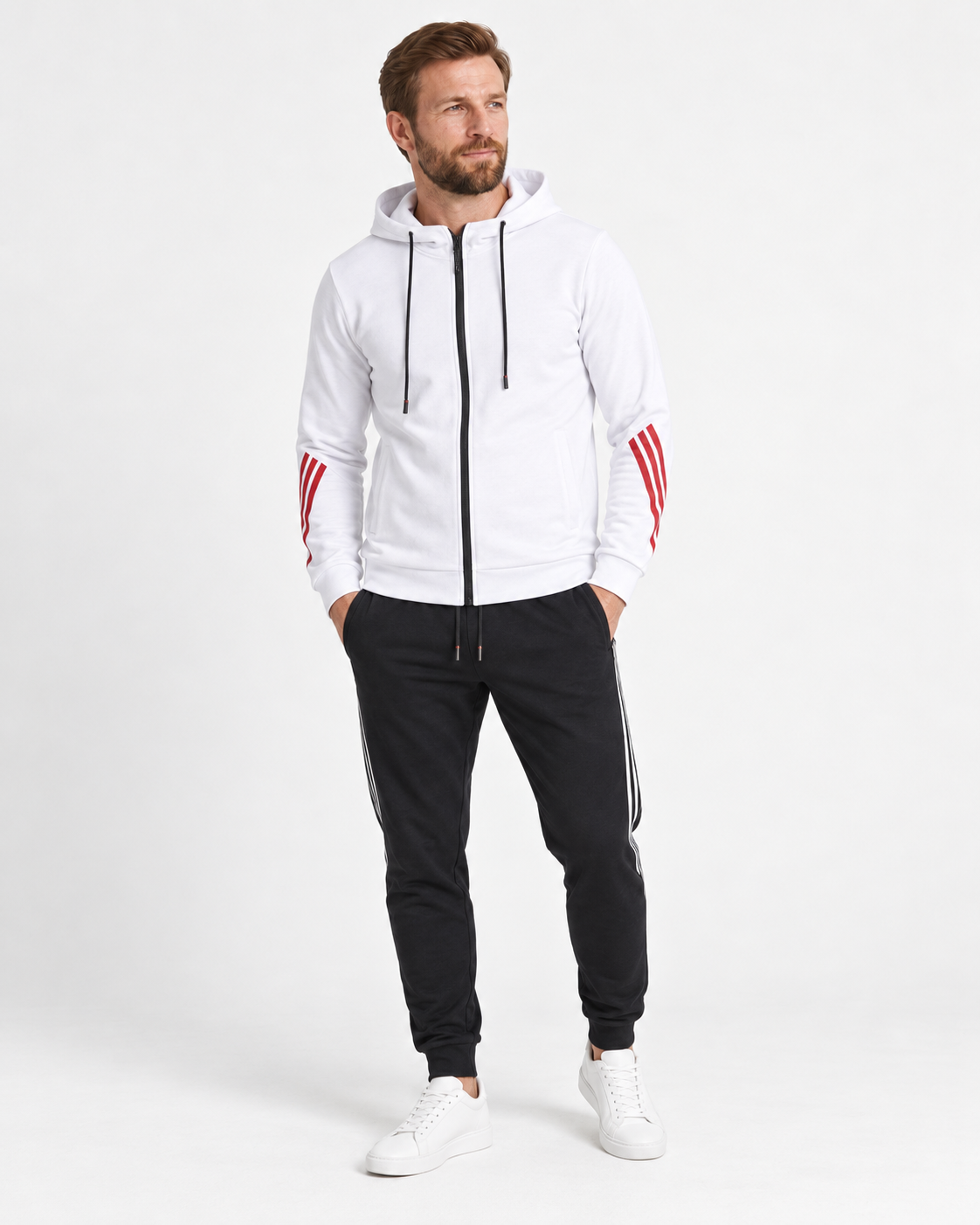 Oskar - Timeless Men's Grey Cotton-Blend Zip Tracksuit