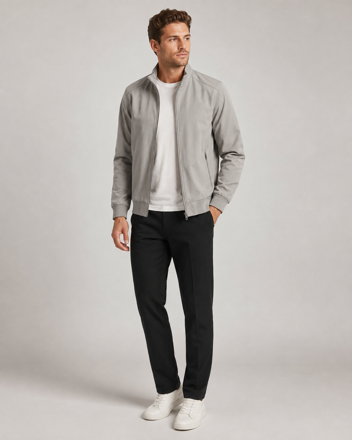 Soren – Men’s Stone Grey Zip Jacket