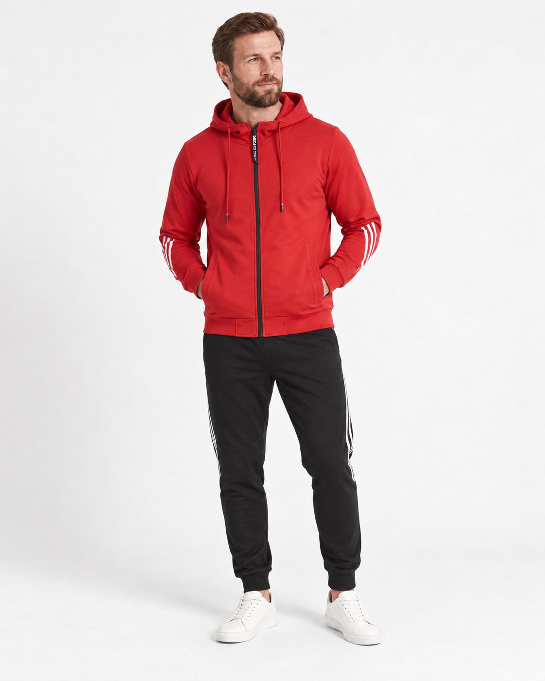 Oskar - Timeless Men's Grey Cotton-Blend Zip Tracksuit