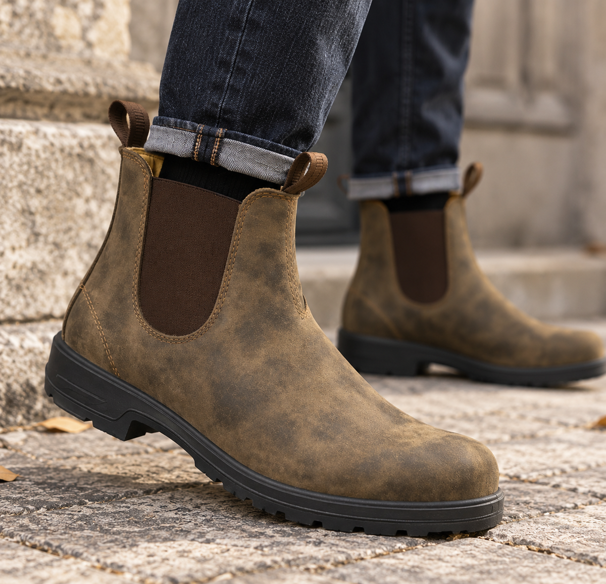 Cedric - Classic Men's Leather Slip-On Chelsea Boots