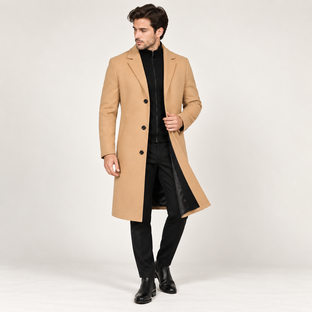 Thierry - Classic Men's Overcoat Black