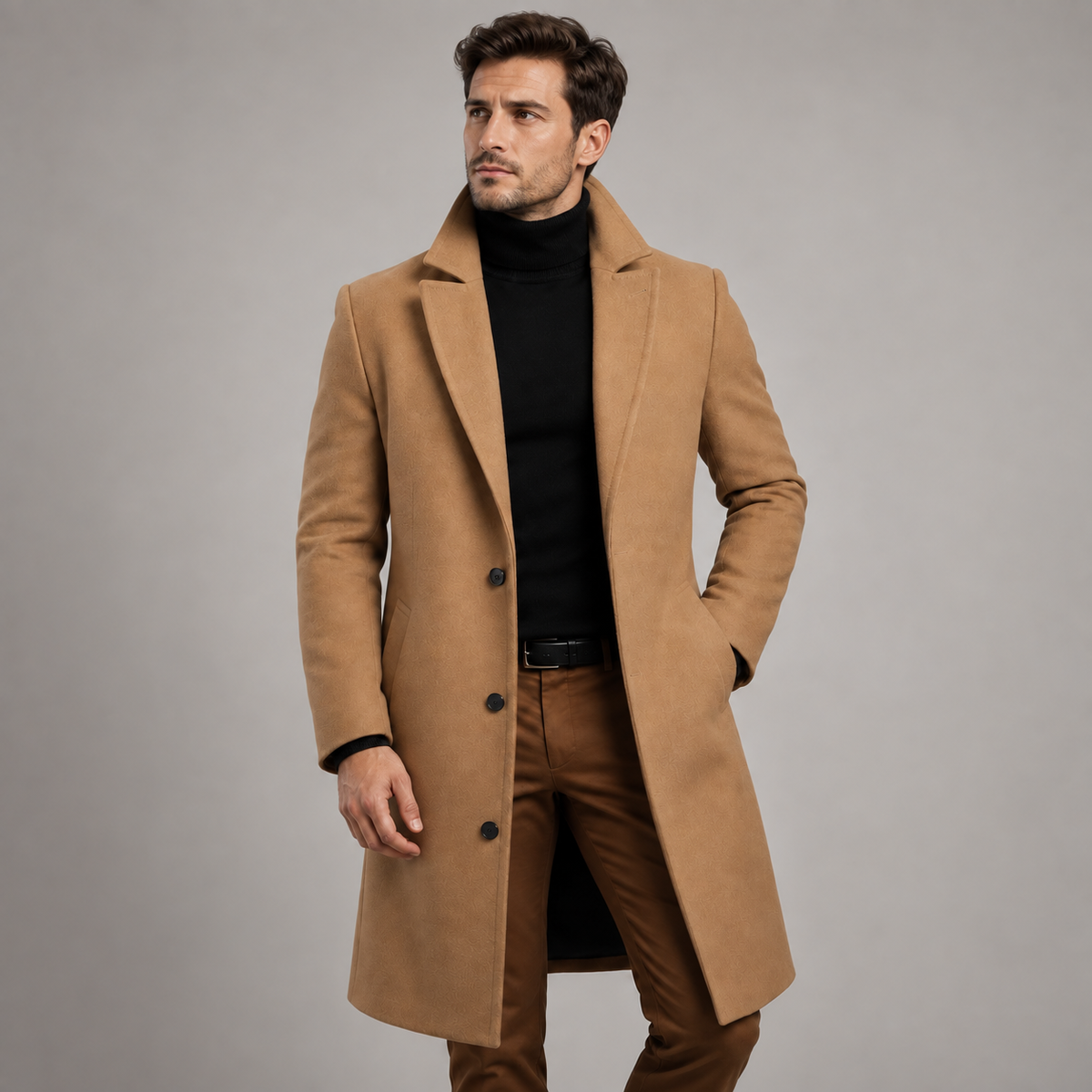 Alistair - Sophisticated Men's Slim-Fit Long Overcoat