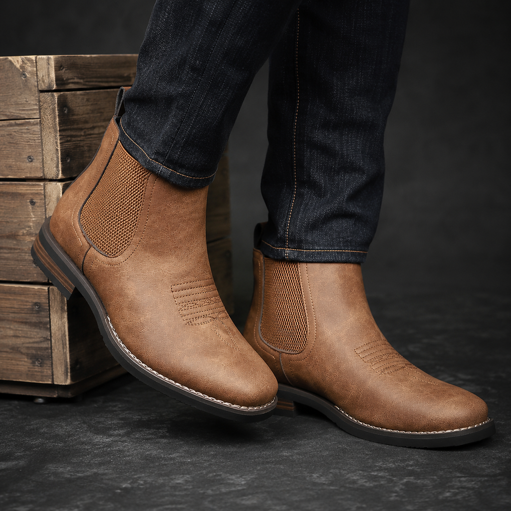 Leon - Chelsea Faux Leather Dealer Boots for Men