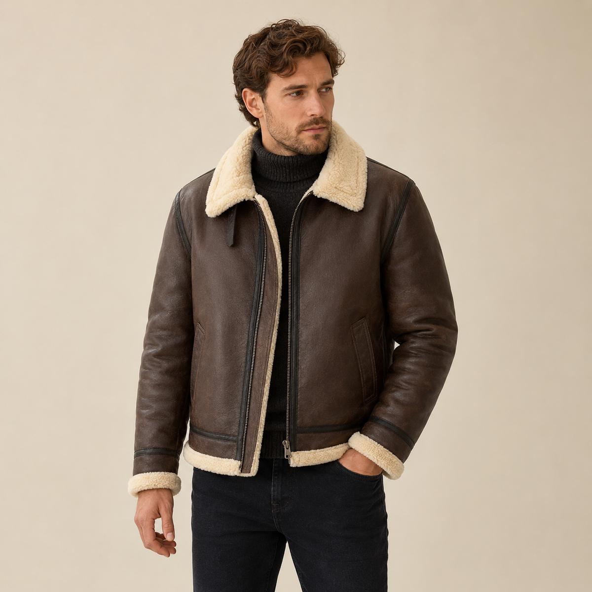 Rafael - Leather-Look Aviator Jacket for Men