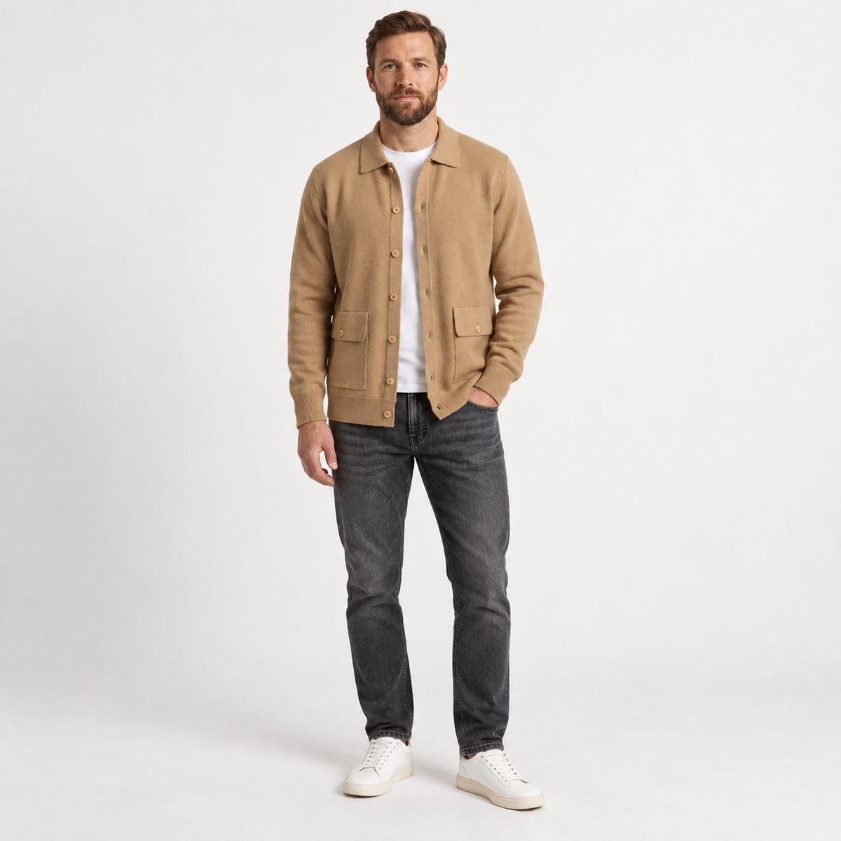 Leopold - Men's Cashmere Stand Collar Button Jacket