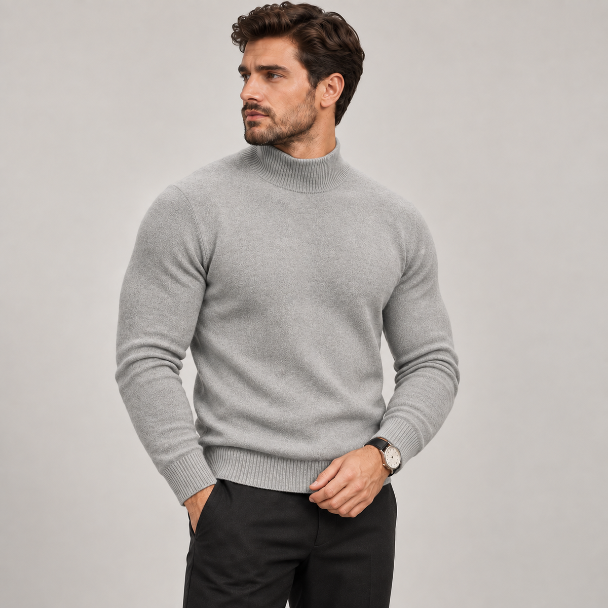Rafferty - Men's Chunky Knit Jumper with Roll Neck