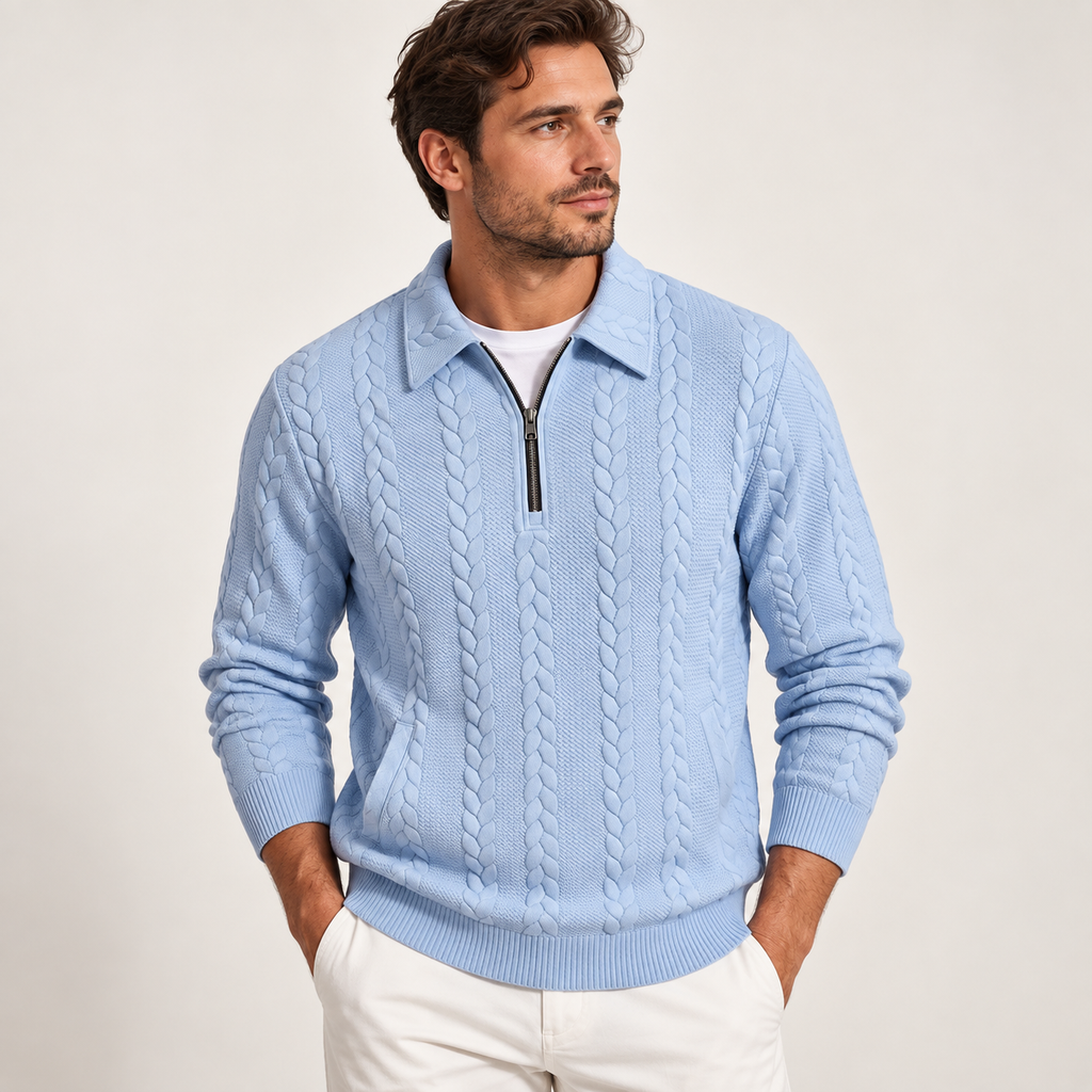 Roland - Textured Mens Quarter Zip Jumper