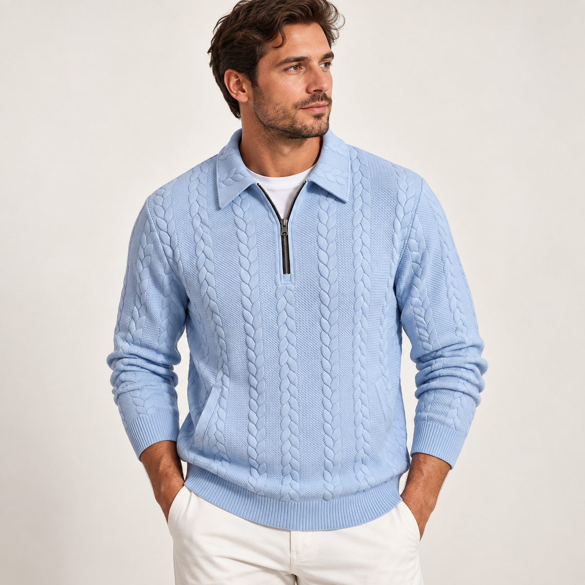 Roland - Textured Mens Quarter Zip Jumper