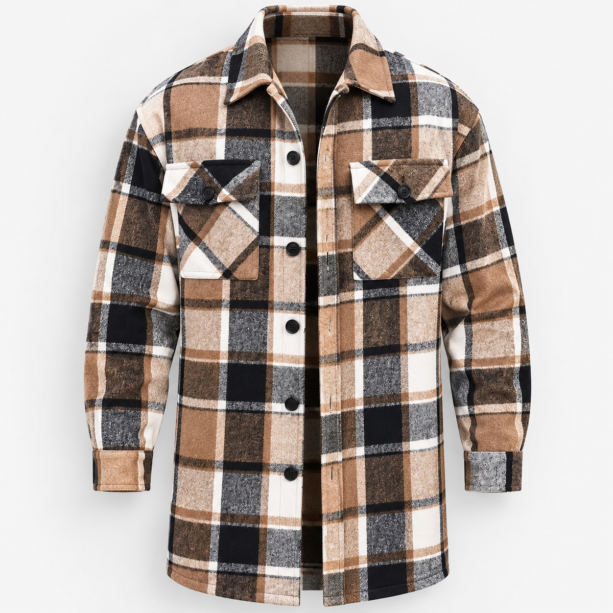 Reece | Mens Overshirt Rugged Checked Lapel Collar