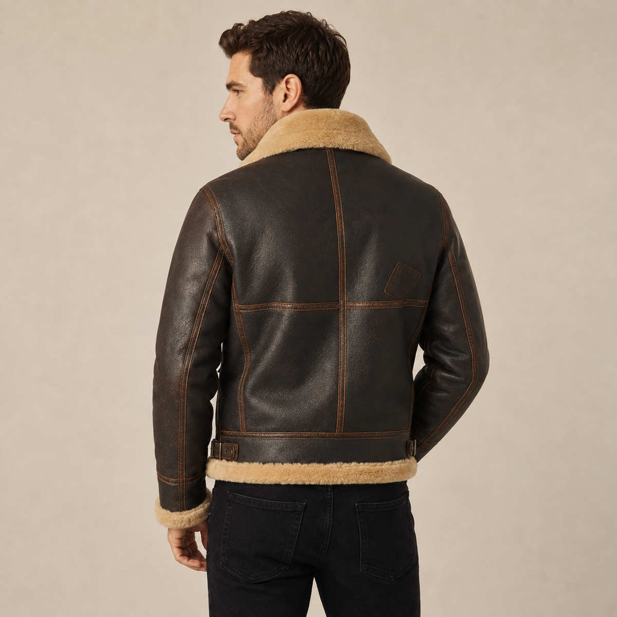 Alaric - Fleece-Lined Leather Bomber Jacket
