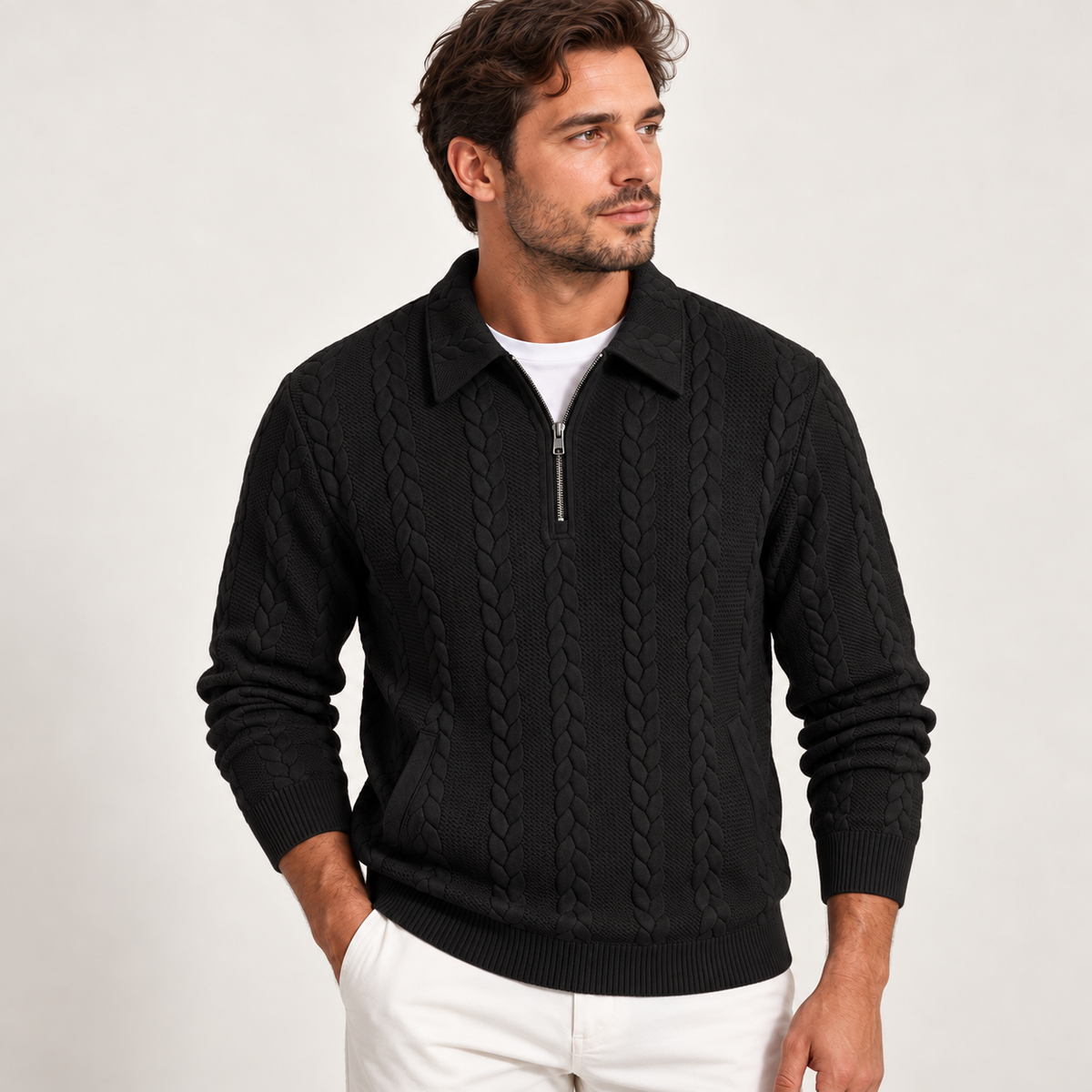 Roland - Textured Mens Quarter Zip Jumper