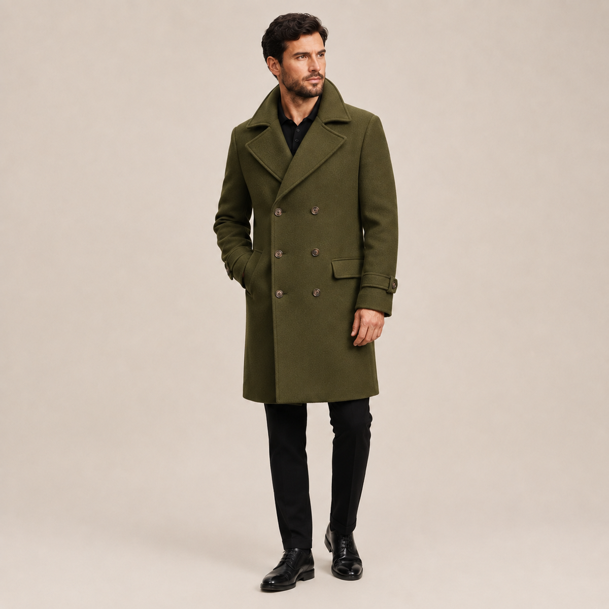 Dorian - Double-Breasted Wool Blend Pea Coat