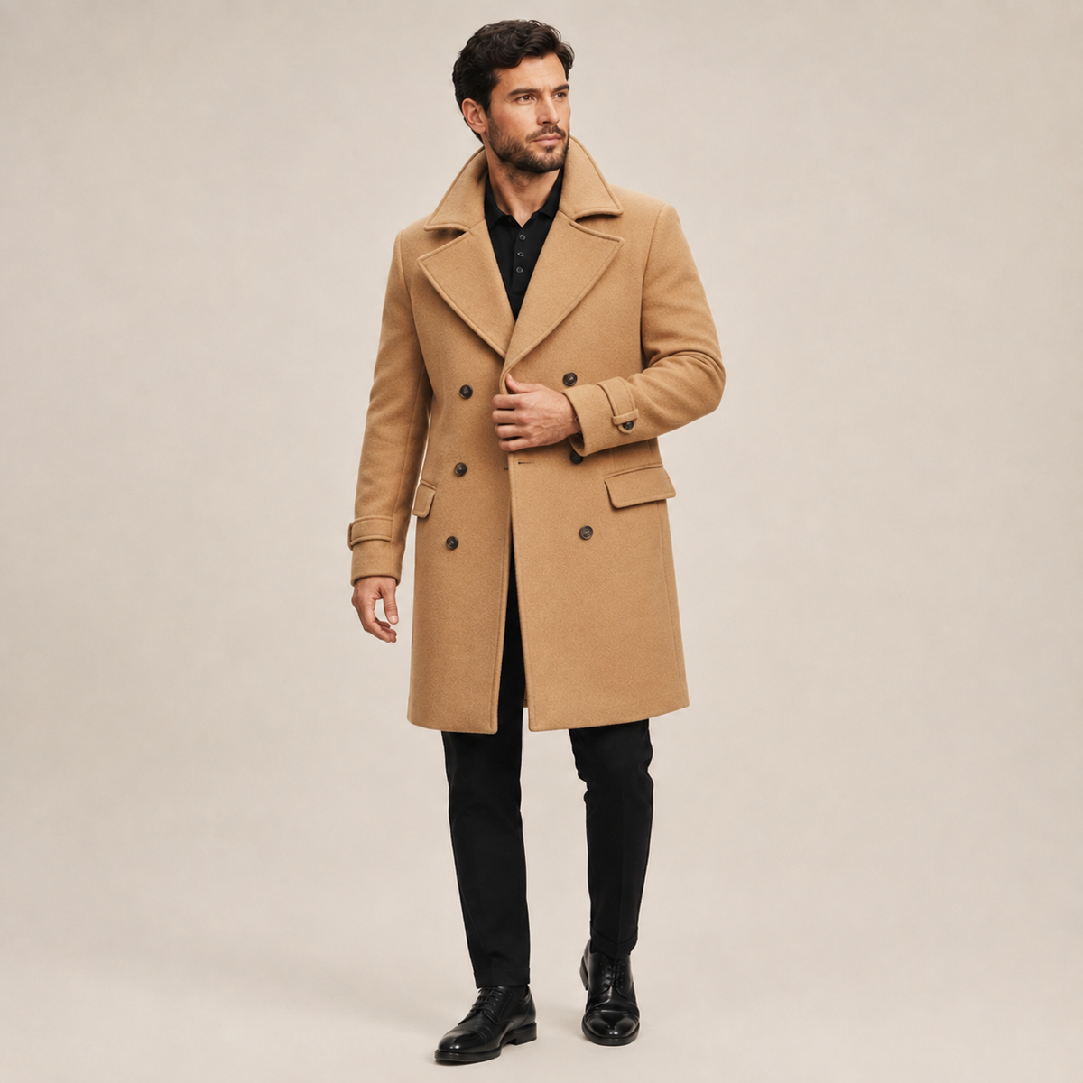 Dorian - Double-Breasted Wool Blend Pea Coat