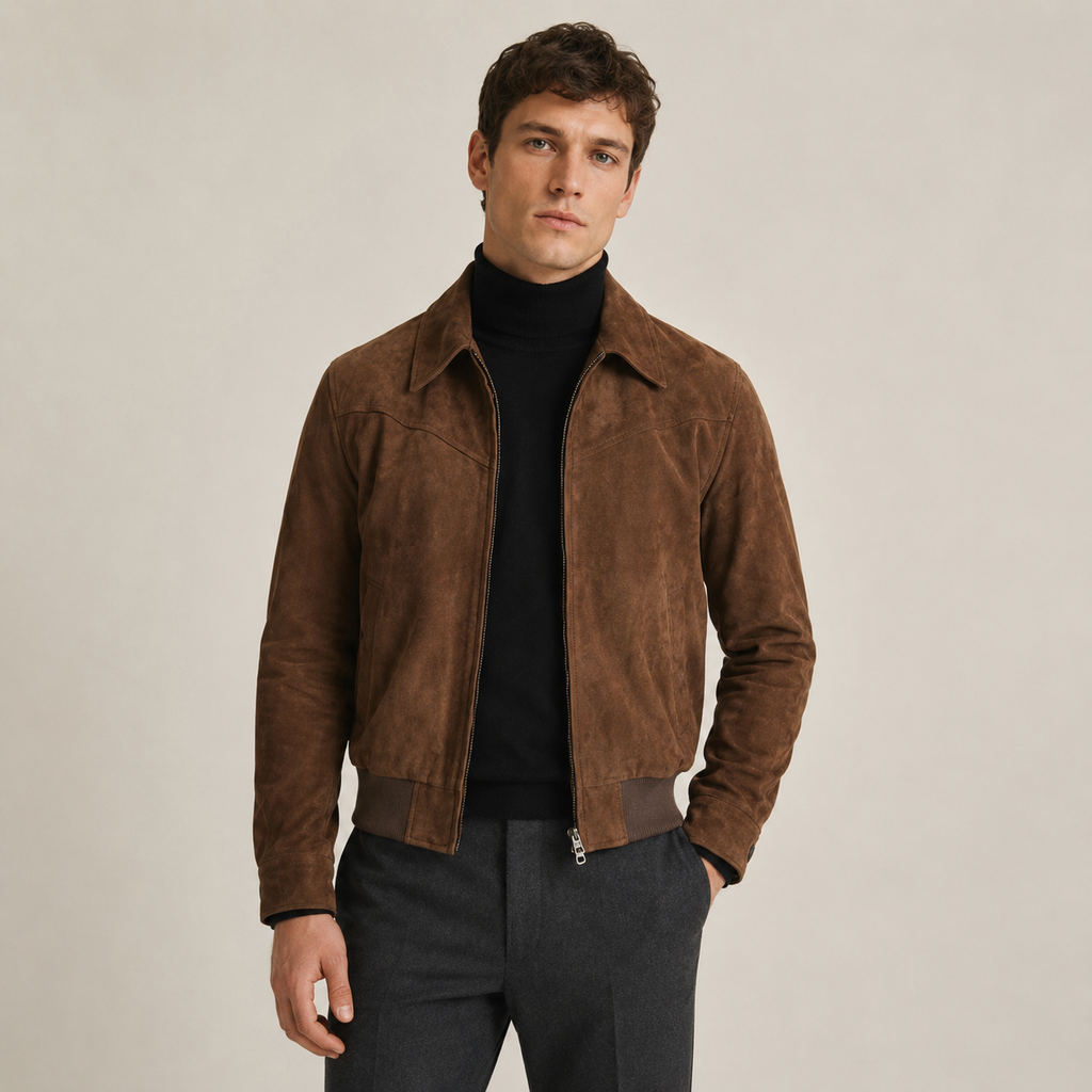 Magnus - Brown Faux Suede Jacket